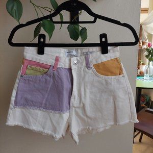 Bershka Multicolor Patchwork Shorts